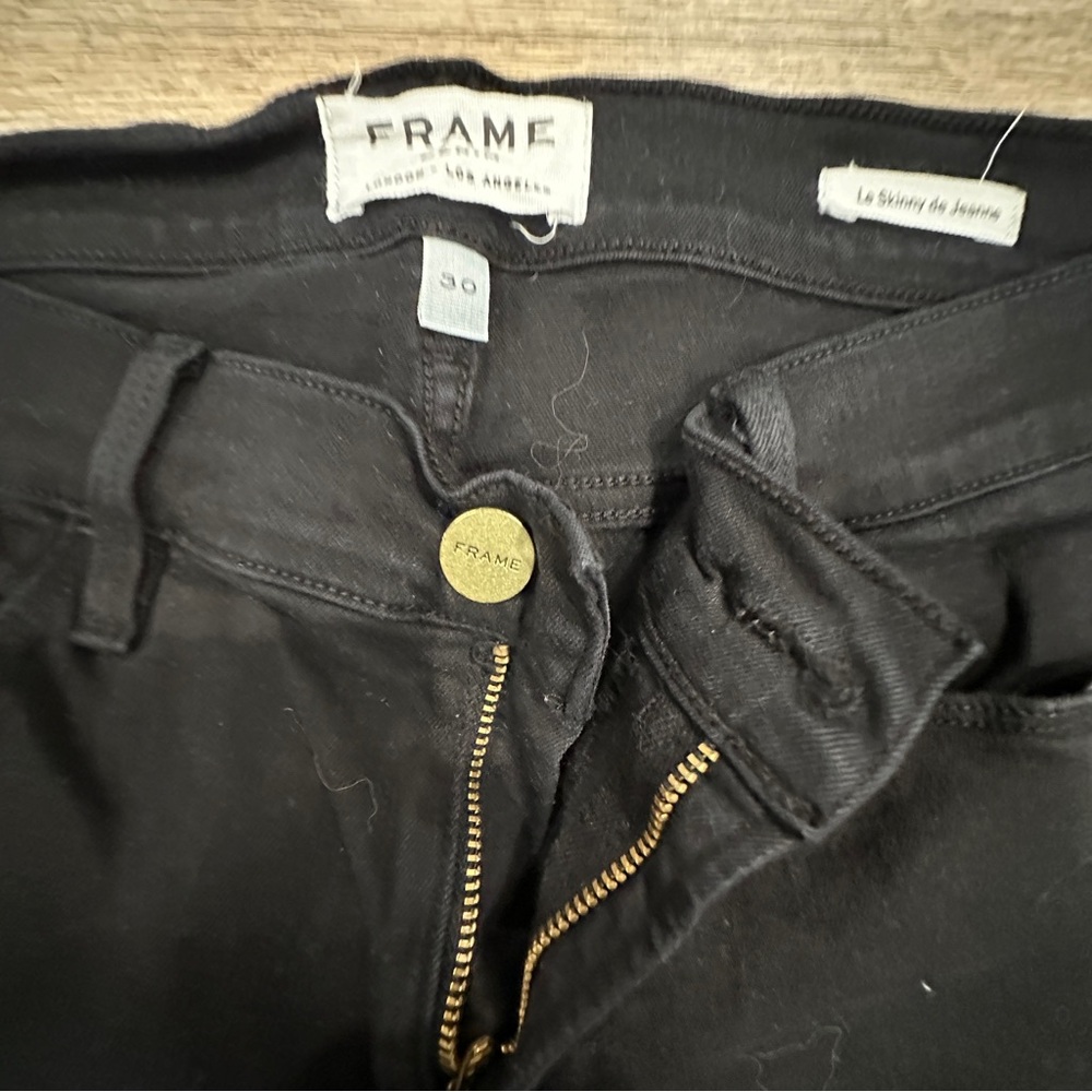 {preloved} Frame Denim Detressed Black Skinny Jeans - Picture 3 of 8